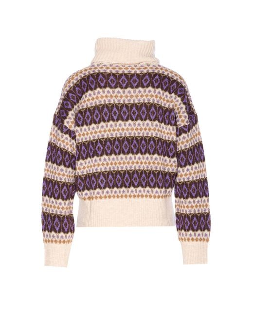 Liu Jo Red Jacquard Turtleneck Jumper