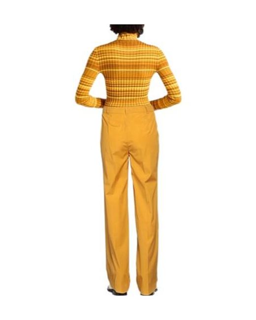 Max Mara Orange Solid-Colored Straight-Leg Pants