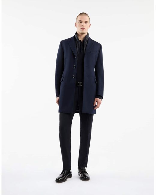 Fay Blue Layered Straight Hem Coat for men