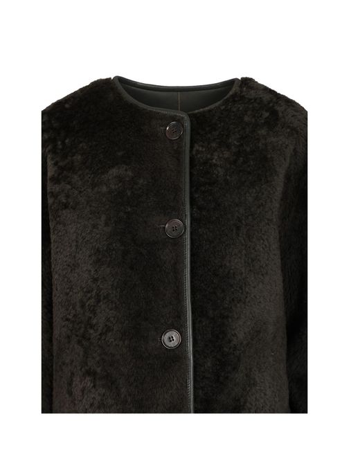 Arma Black Button-Fastening Shearling Jacket