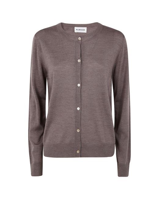 P.A.R.O.S.H. Brown Long-Sleeved Knitted Cardigan