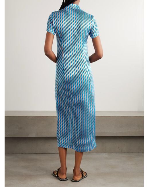 Dries Van Noten Blue Striped Midi Shirt Dress
