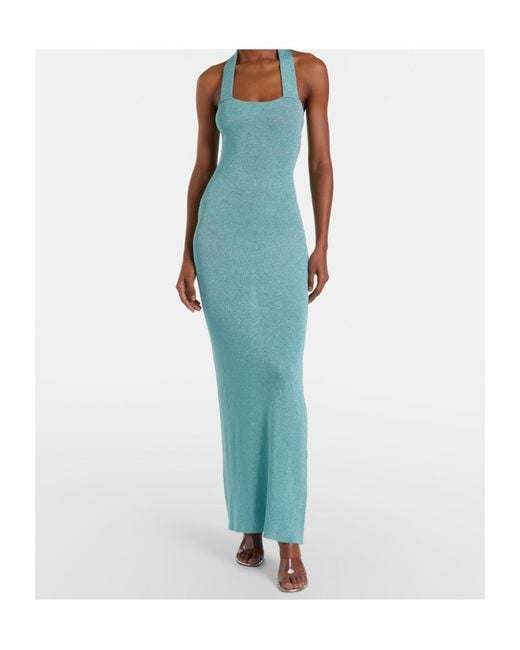AYA MUSE Blue Knitted Sequined Dress