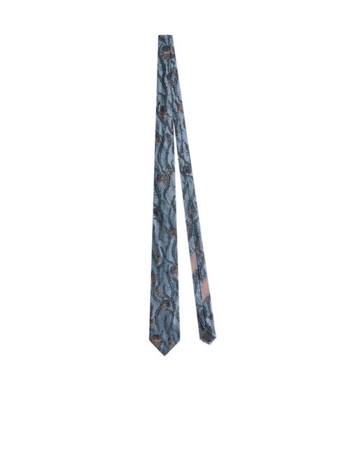 Dries Van Noten Blue Graphic-Print Tie for men