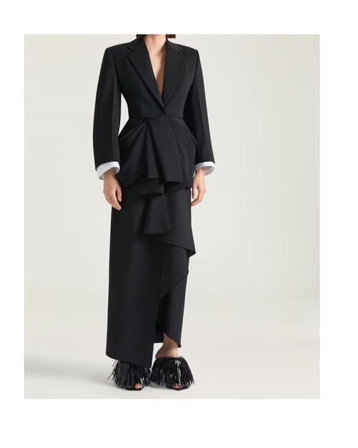 Givenchy Black Draped Wrap Midi Skirt