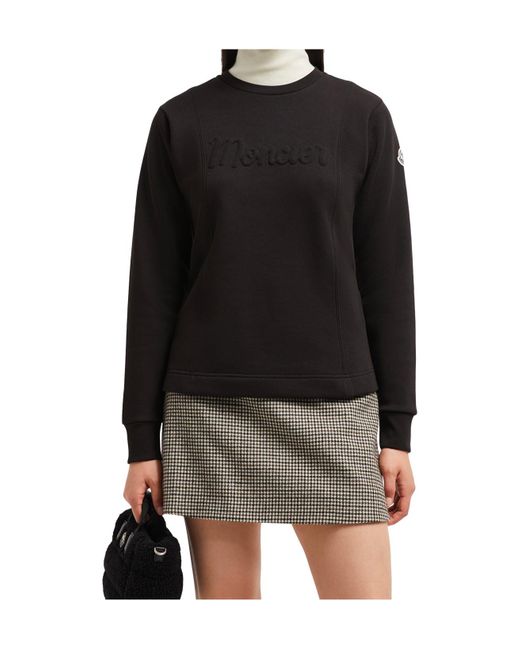 Moncler Black Logo Patch Crew Neck Sweatshirt