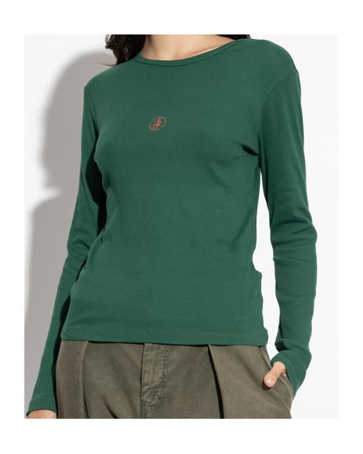 J.W. Anderson Green Logo-Embroidered Ribbed Top