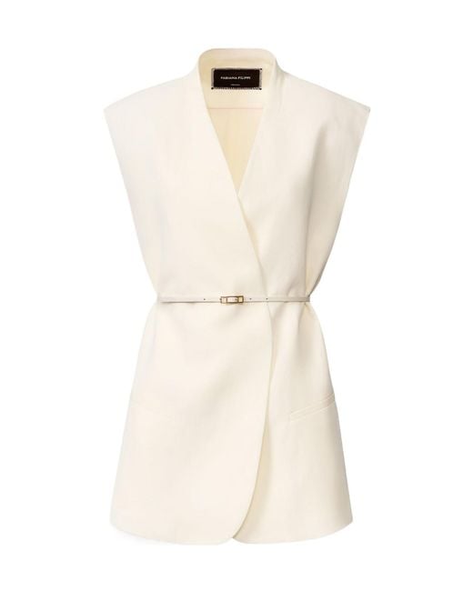 Fabiana Filippi Natural Belted V-Neck Jacket