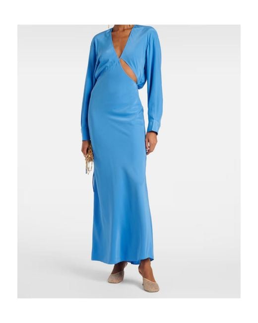 Christopher Esber Blue Cutout Silk Maxi Dress