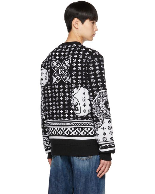 Dolce & Gabbana Black Logo-Intarsia Knit Jumper for men