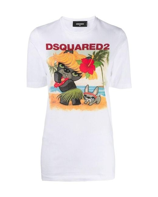 DSquared² White Holiday Pug T-Shirt