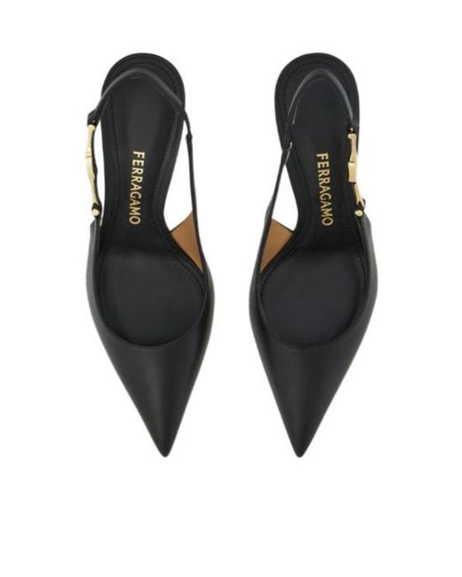 Ferragamo Metallic F Buckle Slingback Pump