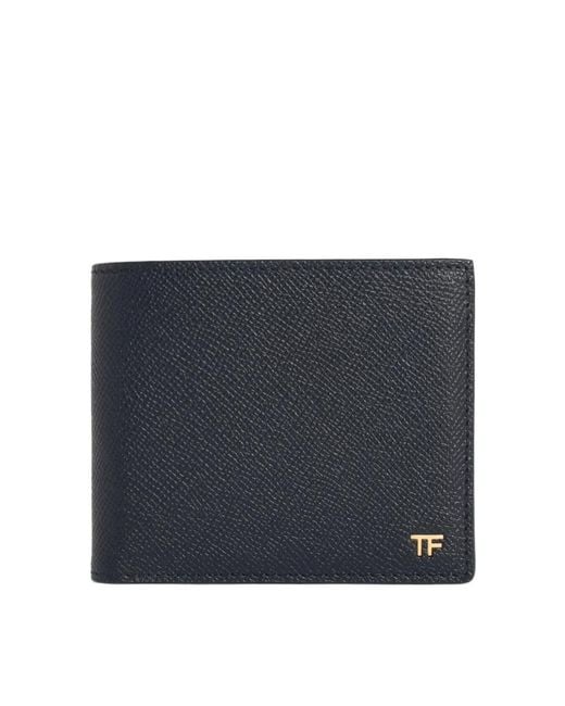 Tom Ford Blue T Logo Bi-Fold Wallet for men
