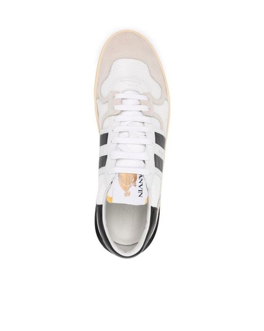 Lanvin White Panelled Lace-Up Sneakers for men