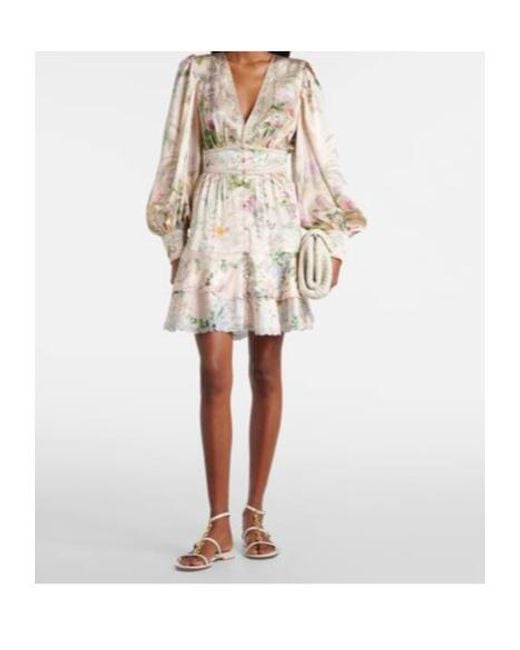 Camilla White Crystal-Embellished Silk Minidress