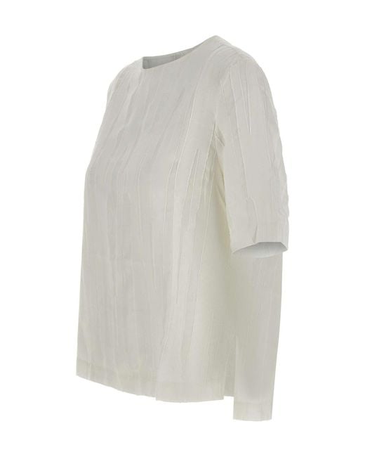 Loulou de Saison White Toba Textured Short-Sleeve Top
