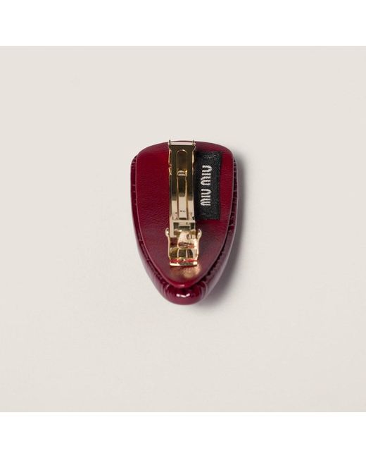 Miu Miu Red Logo Plaque Hair Clip
