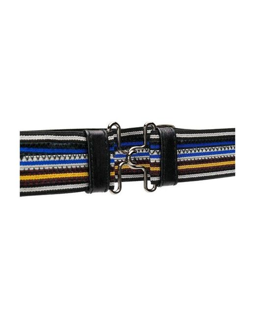 Prada White Striped Buckle Belt