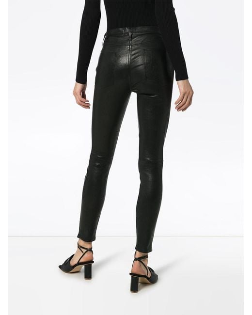 FRAME Black Le High Skinny Leather Trousers
