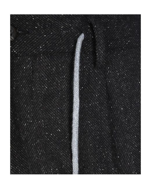 Eleventy Black Drawstring Casual Pants for men