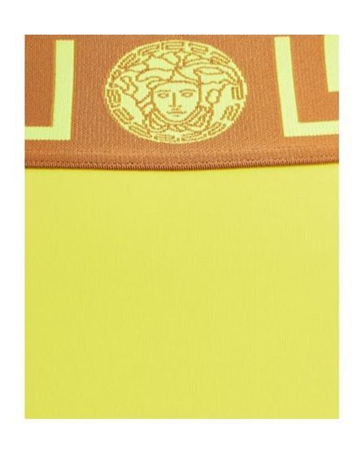 Versace Yellow Logo Elastic Belt Bikini Swimsuit