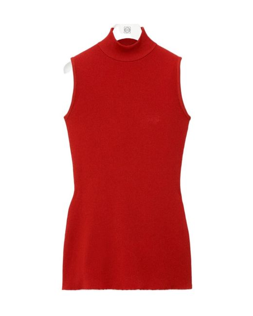 Loewe Red High-Neck Sleeveless Top