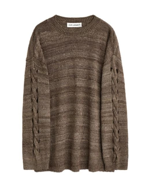 Our Legacy Brown Textured Silk Knitted Sweater for men