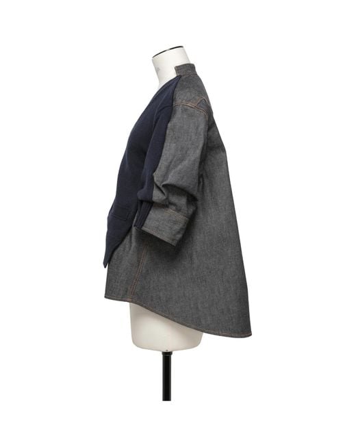 Sacai Black Denim Knitted Buttoned Cardigan