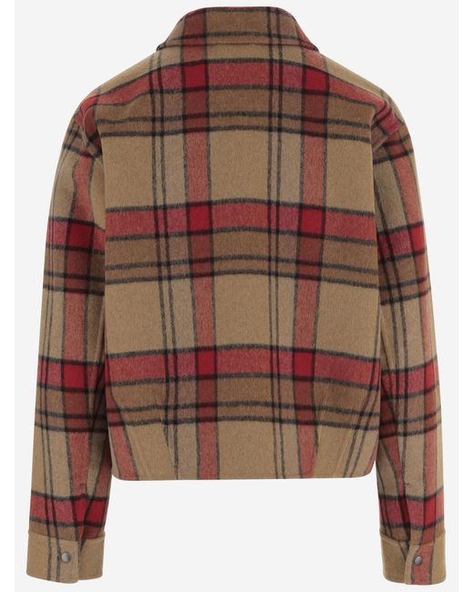 Woolrich Brown Check-Pattern Zip-Up Jacket