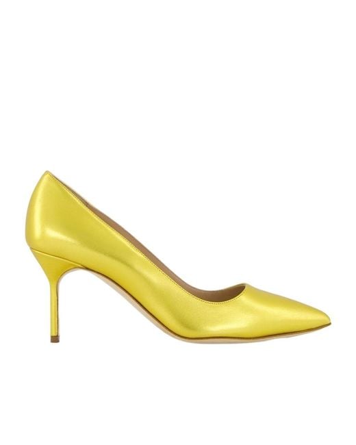 Manolo Blahnik Yellow Tora Slip-On Pumps