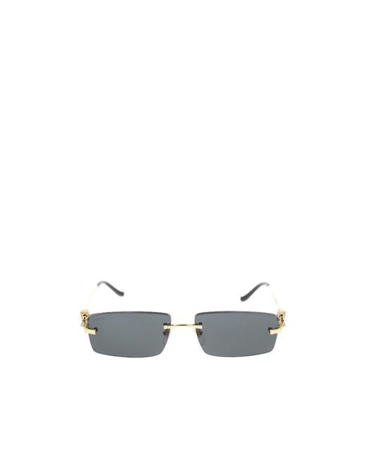 Cartier White Rectangular Rimless Sunglasses