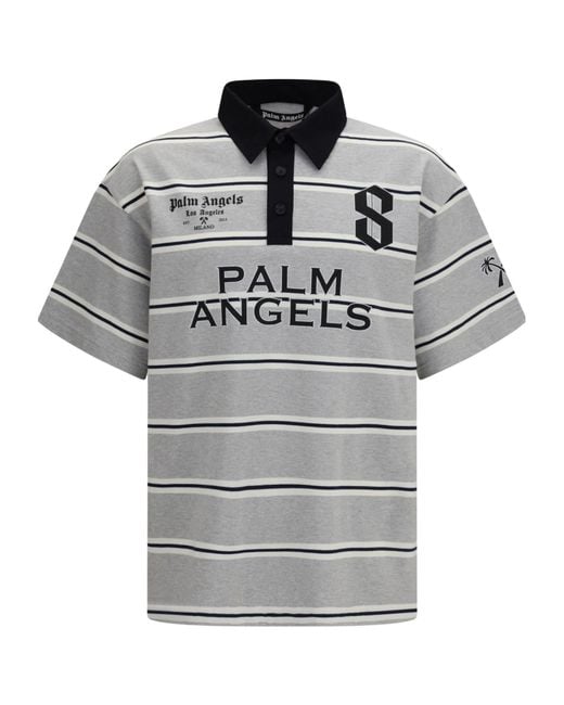 Palm Angels Gray Palm Sport Striped Polo Shirt for men