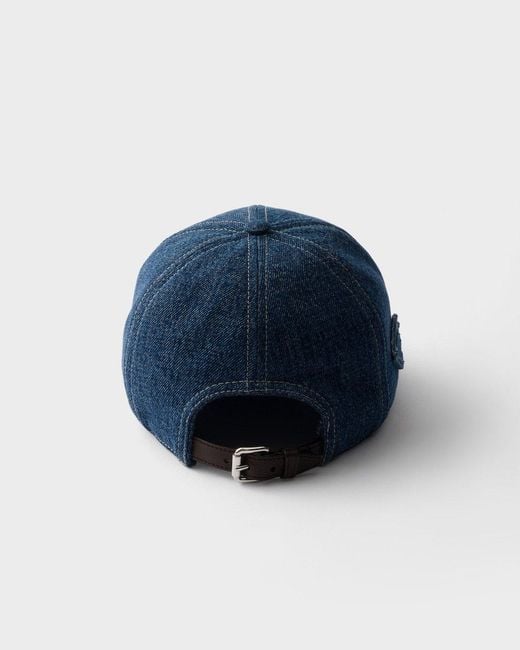 Prada Blue Logo Denim Baseball Hat for men
