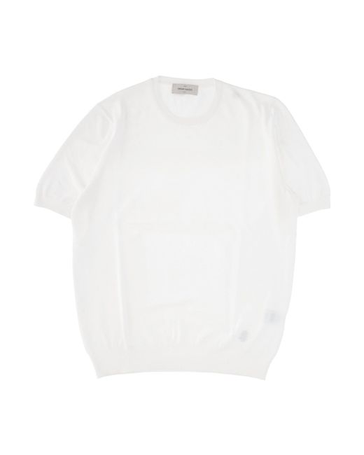 Gran Sasso White Short Sleeved Knitted Jumper for men