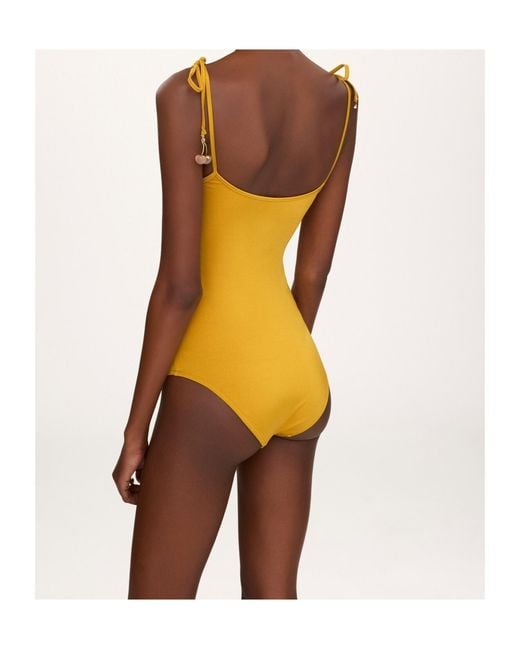Chloé Yellow Chloé Knotted One-Piece Swimsuit