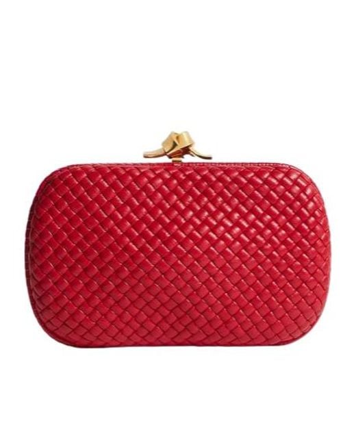 Bottega Veneta Red Soft Knot Clutch Bag
