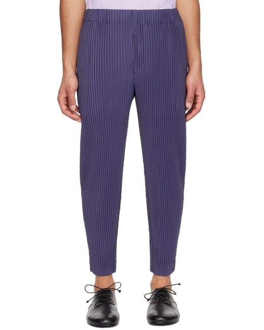 Homme Plissé Issey Miyake Blue Homme Plissé Issey Miyake Pleated Tapered Pants for men
