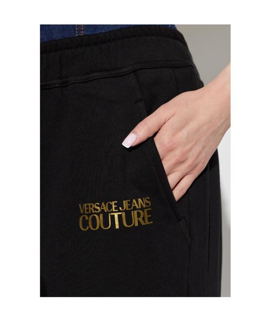 Versace Jeans Black Couture Logo Wide-Leg Joggers