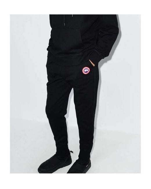 Canada Goose Black Logo Patch Drawstring Track Pants for men