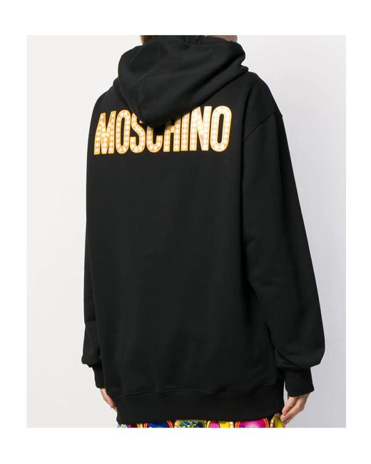 Moschino Black Cartoon Logo Printed Hooded Sweater