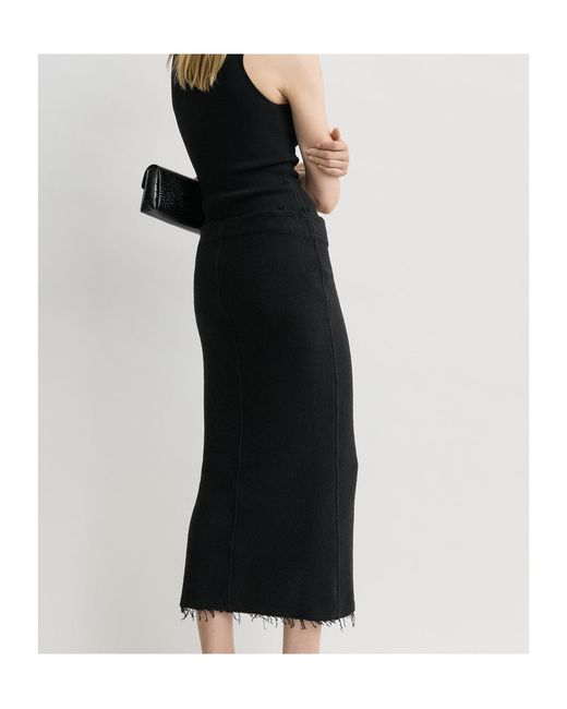 Totême Black Fringed Jersey Midi Skirt