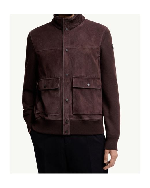 Moncler Brown Logo Patch Button-Up Cardigan for men