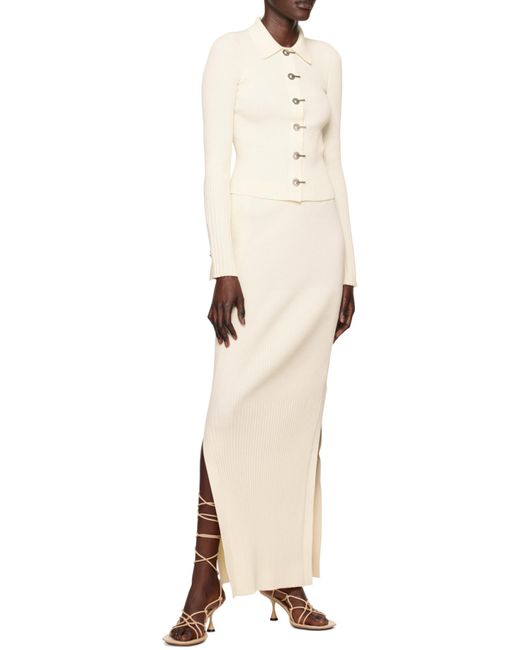 Dion Lee White Gradient Cropped Ribbed-Knit Shirt