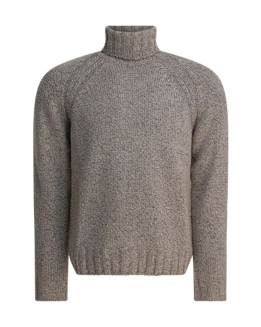 Zegna Gray Turtleneck Knitted Jumper for men