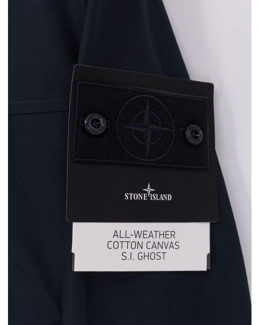 Stone Island Blue Logo Patch Zip-Up Jacket for men