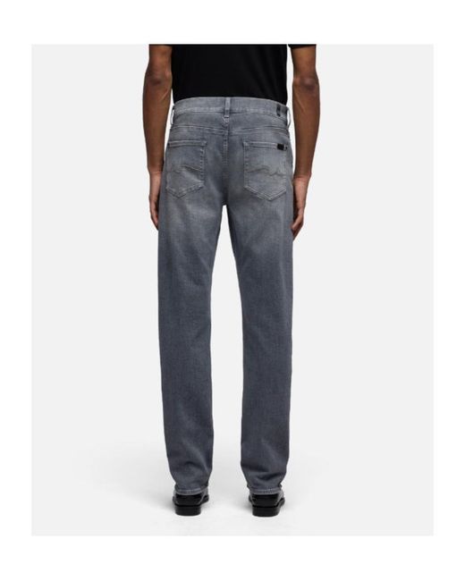 7 For All Mankind Blue Whiskering-Effect Jeans for men