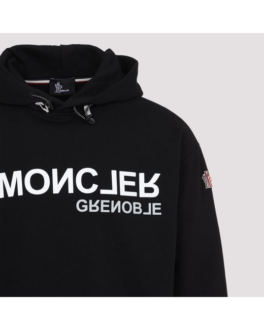 Moncler Black Grenoble Logo Printed Jersey Hoodie for men