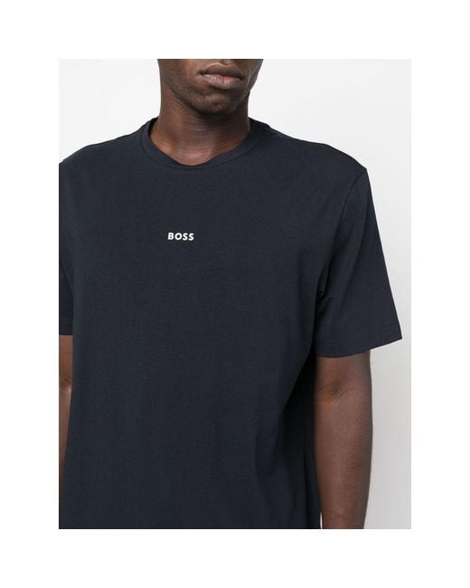 Boss Blue Boss Logo Printed Crewneck T-Shirt for men