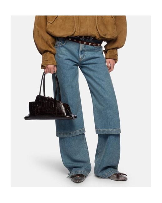The Attico Blue The Logo-Patch Straight-Leg Jeans