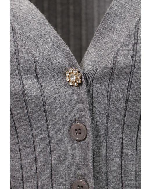Liu Jo Gray Button-Front Cardigan